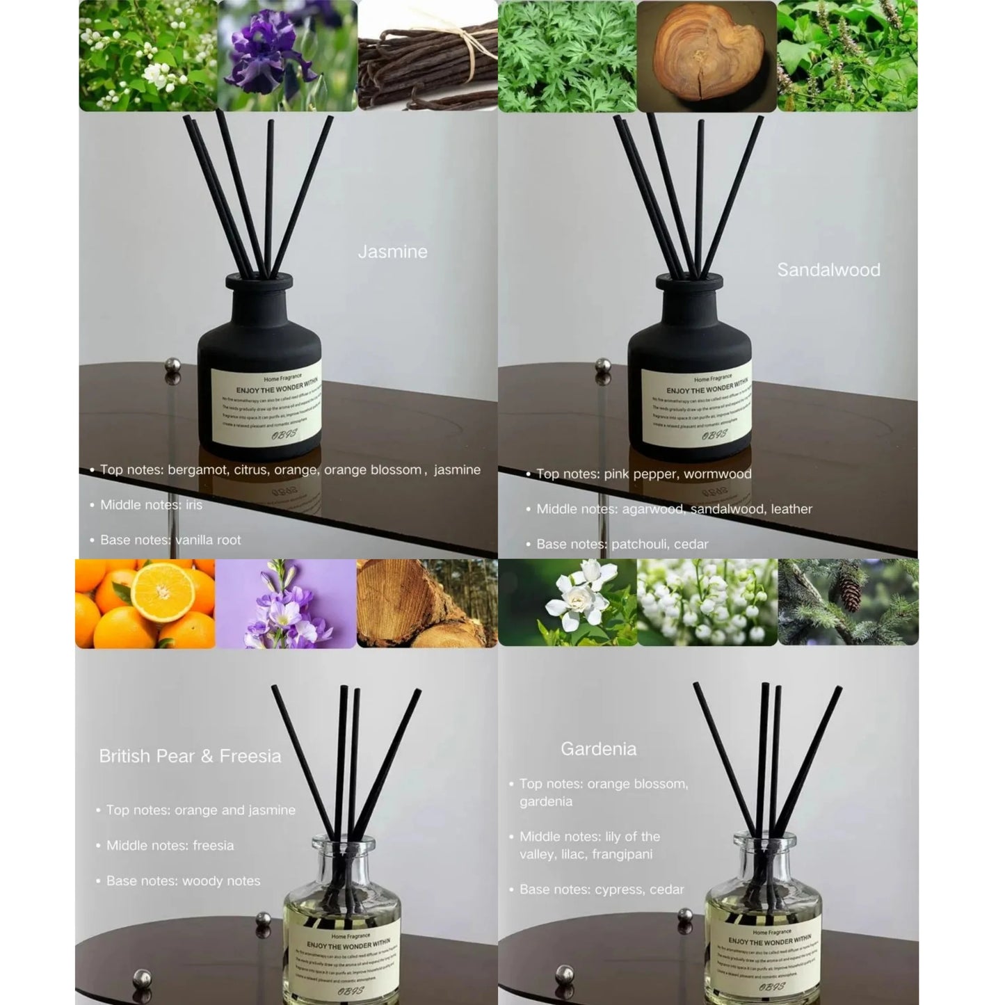 50ml Aromatherapy Essential Oil – Freesia & Jasmine | Reed Diffuser Set - ATELIERMISTRALE